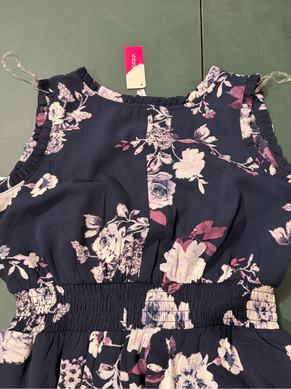 Xhilaration Navy Floral Ruffle Wide-Leg Jumpsuit - Picture 4 of 4